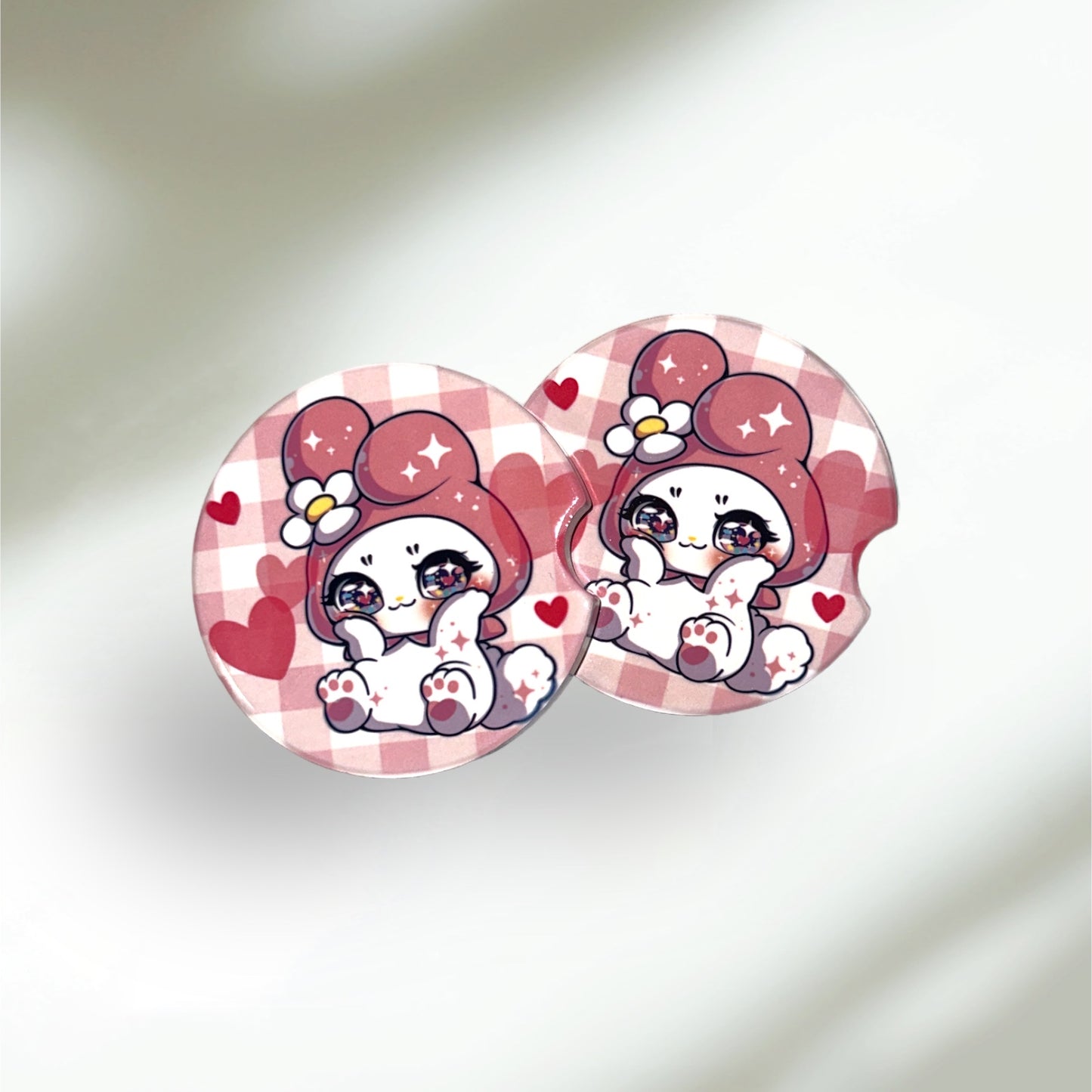 Cute Rabbit Car Coasters - 2 Pack