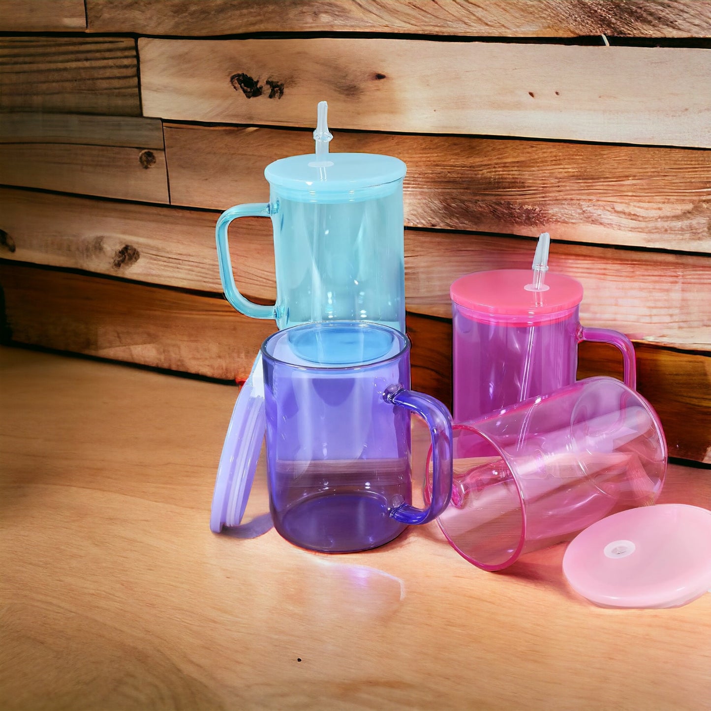 Customized Colored Glass Mugs 15oz