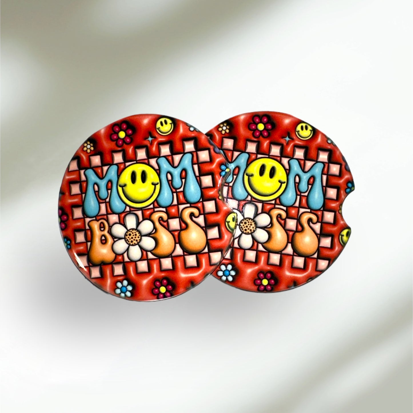 Mom Boss Car Coasters - 2 Pack
