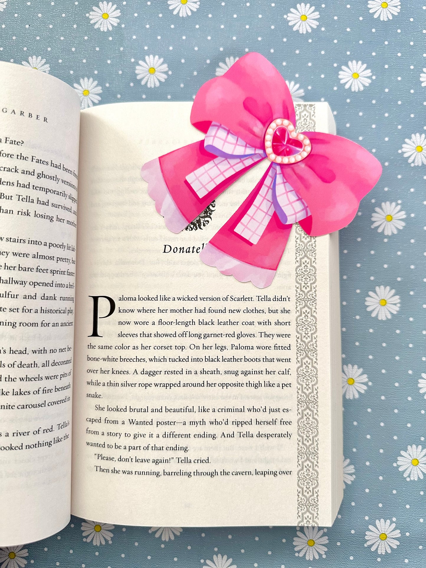 Pink Ruby Bow Corner Bookmark