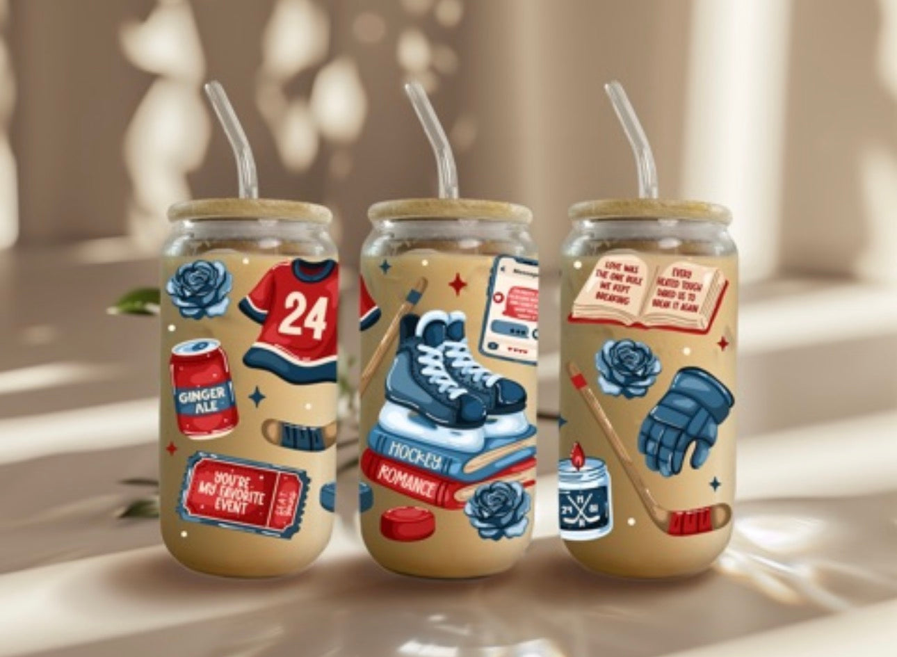Hockey Romance Glass Cup